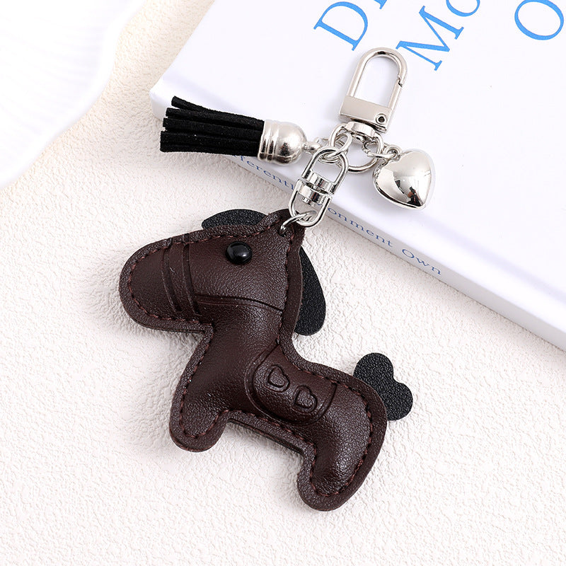 Little Pony Charm Keychain With Tassel - Coffee