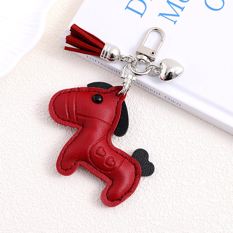 Little Pony Charm Keychain With Tassel - WineRed