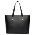 Pebbled Faux Leather Zip Tote Bag - Black