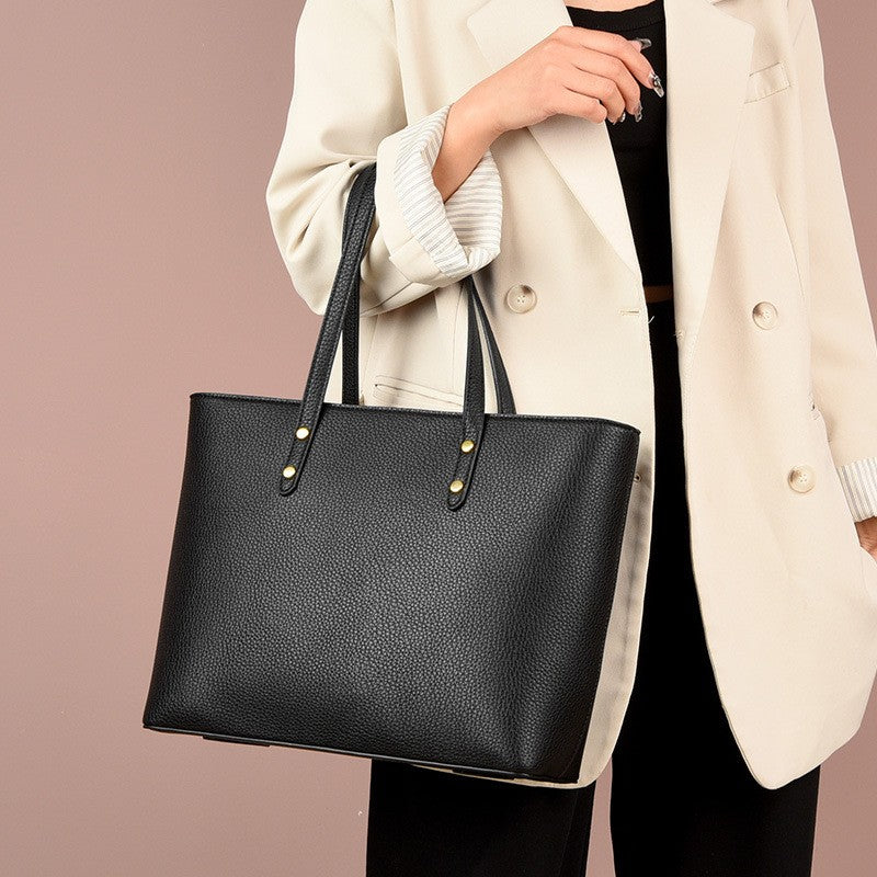 Pebbled Faux Leather Zip Tote Bag