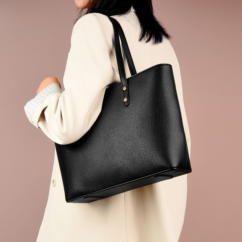 Pebbled Faux Leather Zip Tote Bag