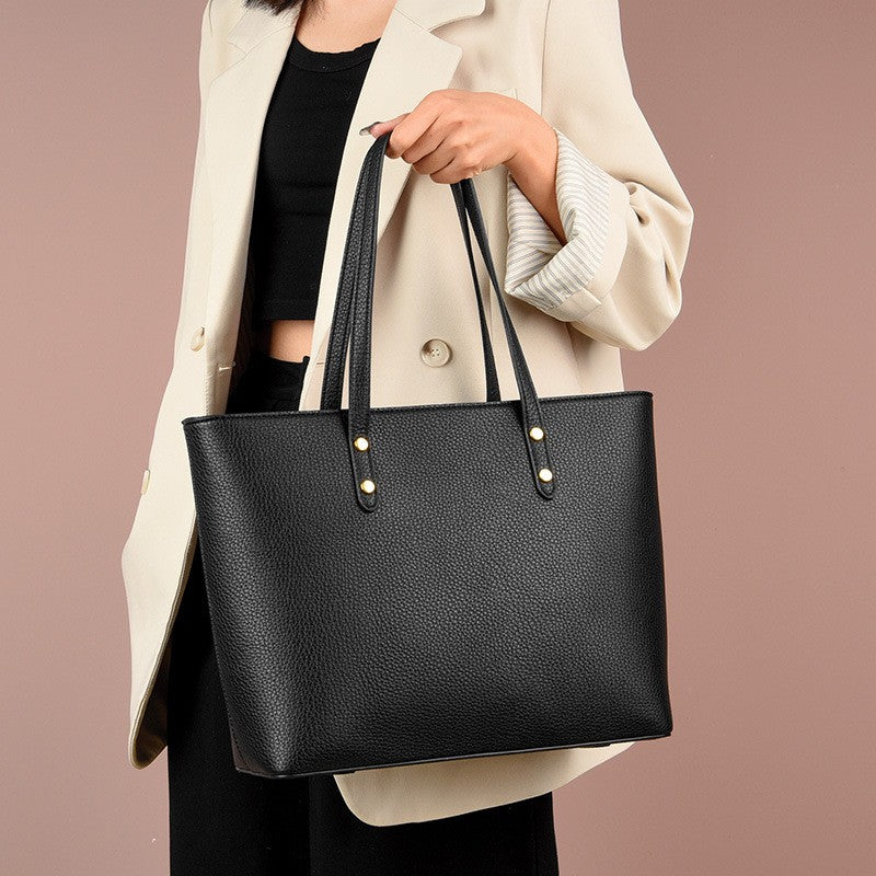 Pebbled Faux Leather Zip Tote Bag