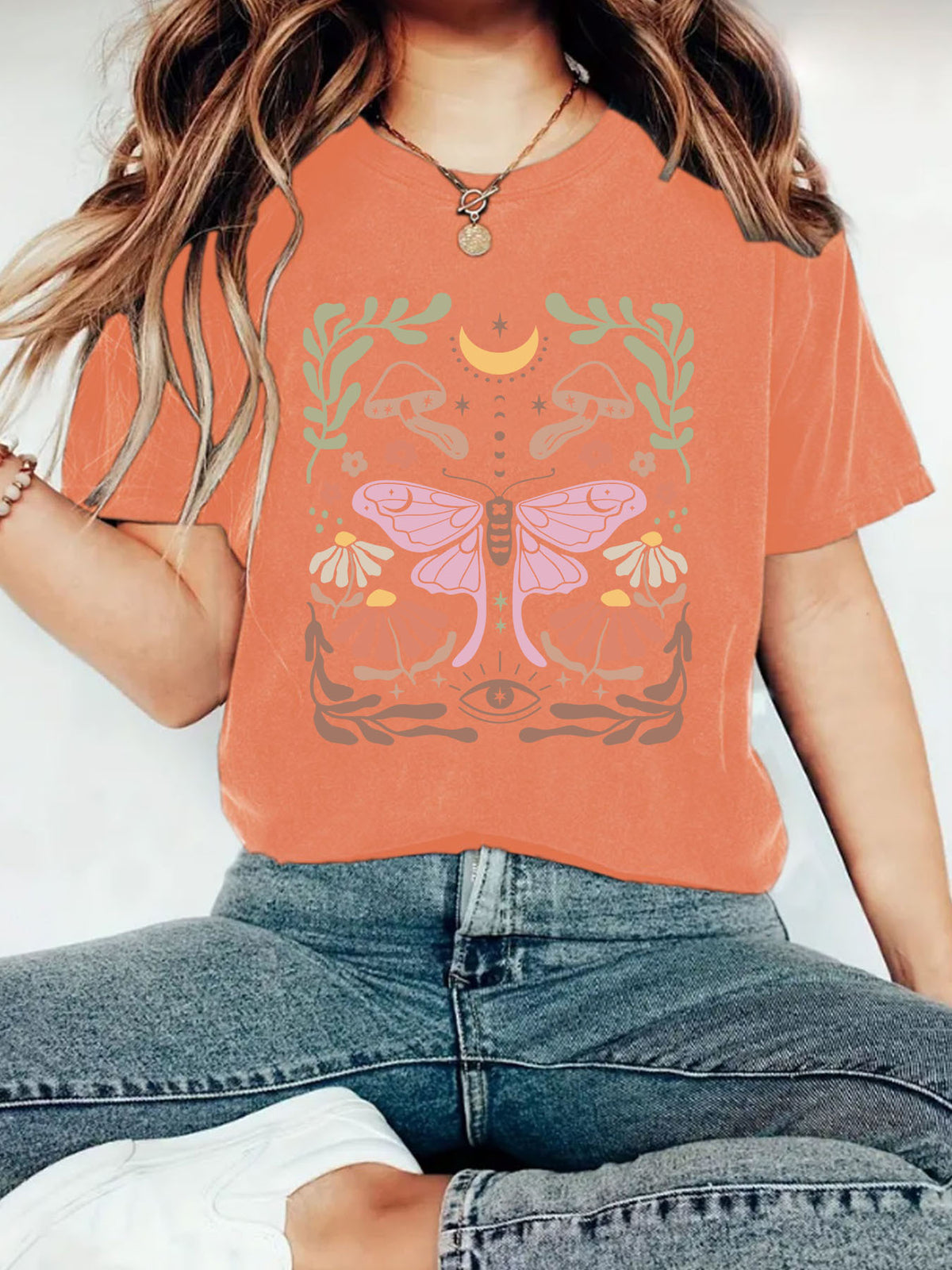 Luna Moth Forest Arch Graphic Tee - Orange
