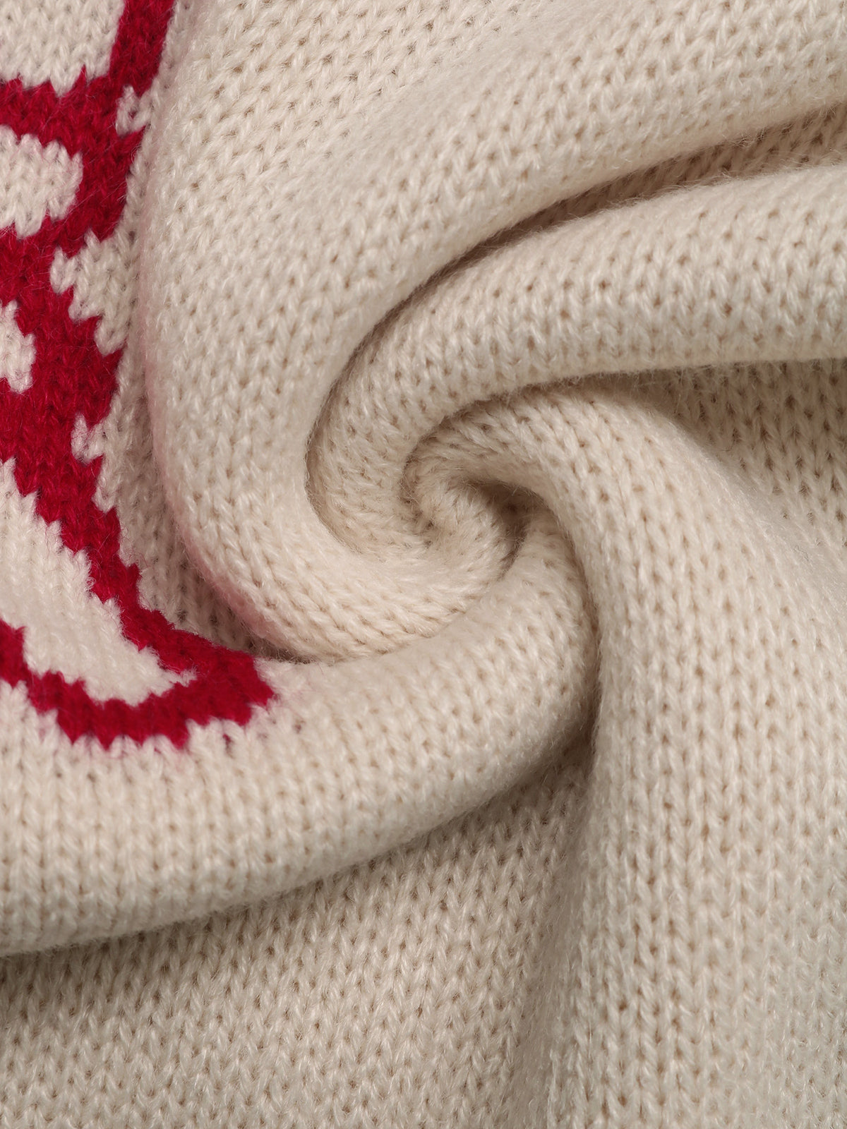 Lobster Motif Blanket Stitch Crewneck Sweater - Apricot - 4