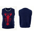 Sleeveless Knit Vest With Lobster Motif - Navyblue