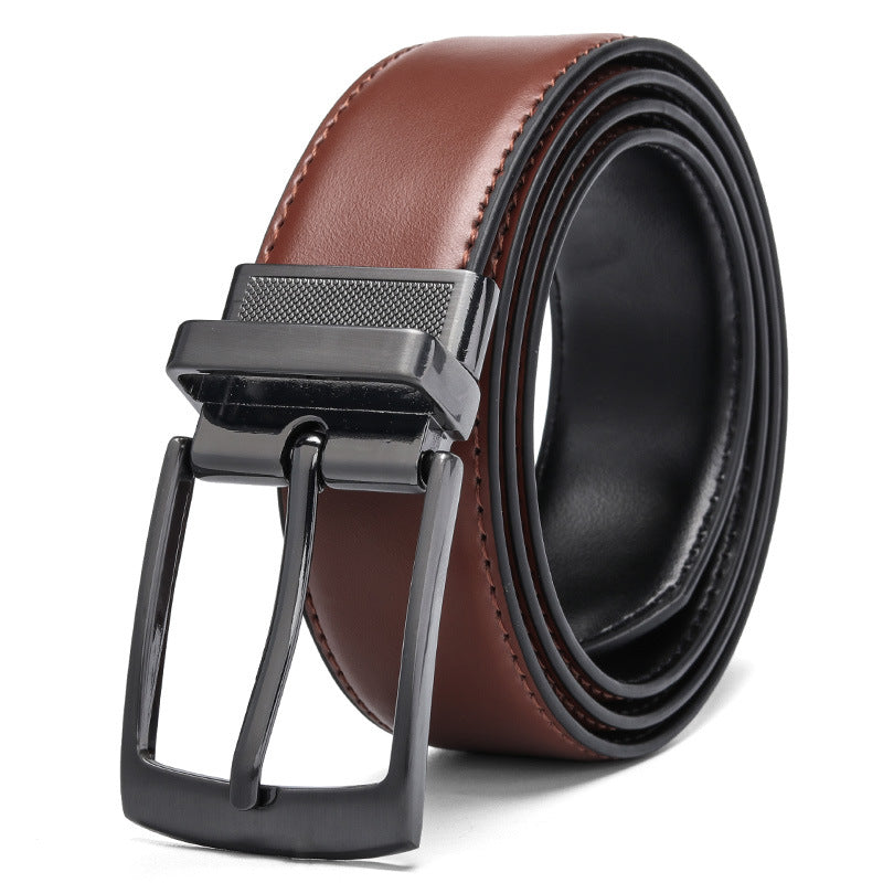 Reversible Business Leather Dress Belt - Brown