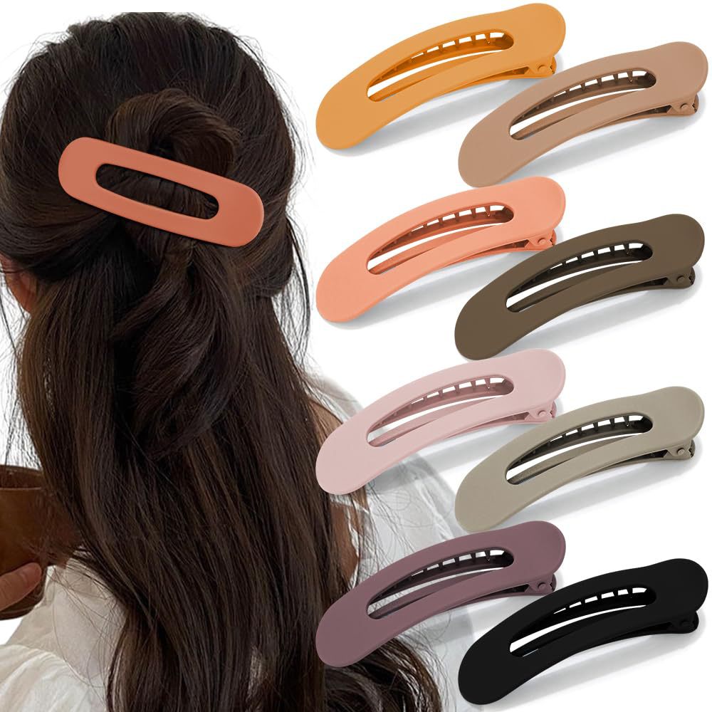Slim Matte Oval Snap Hair Clip Set - Set03