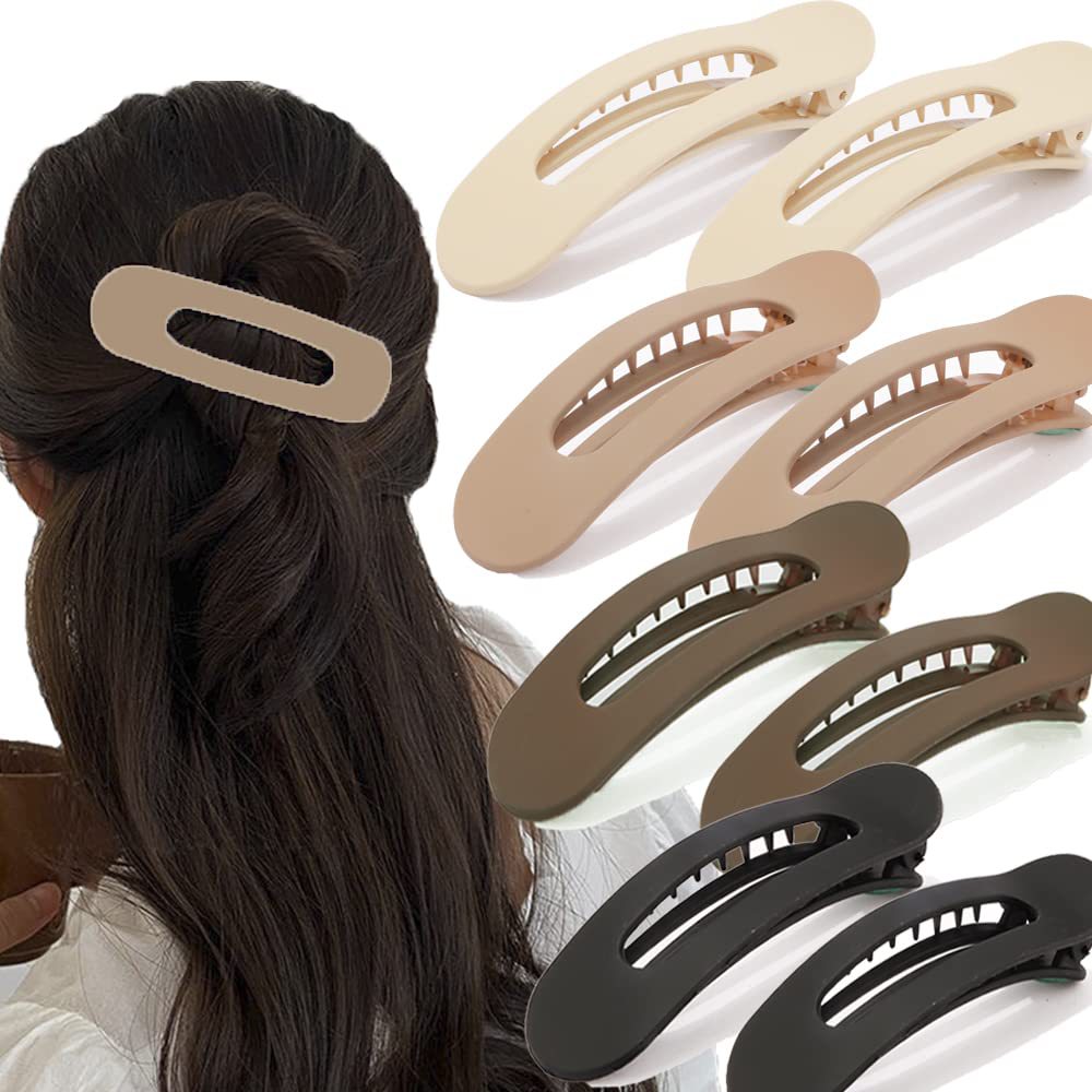 Slim Matte Oval Snap Hair Clip Set - Set04