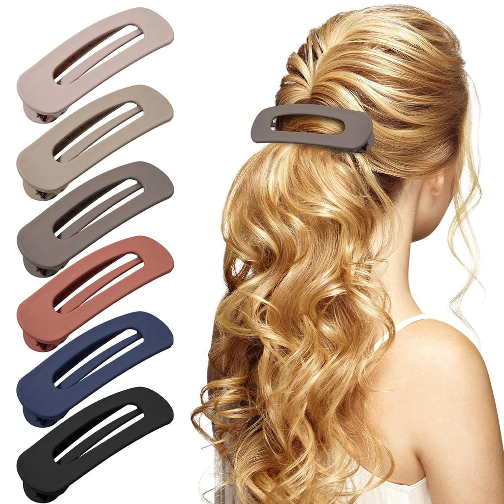 Slim Matte Oval Snap Hair Clip Set - Set06