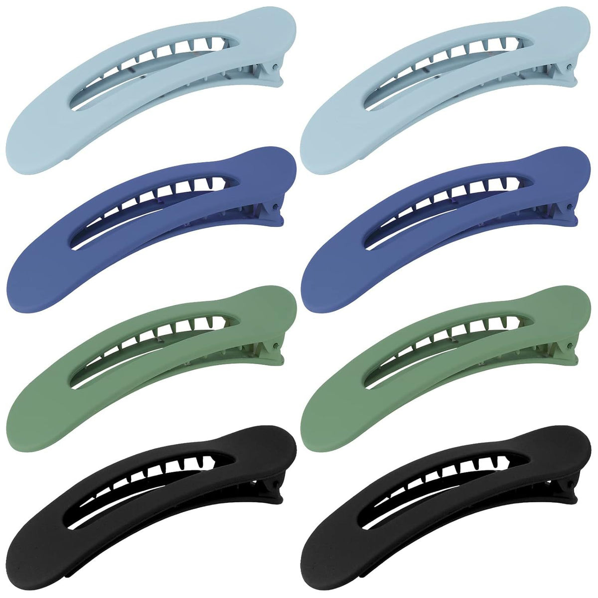 Slim Matte Oval Snap Hair Clip Set - Set07