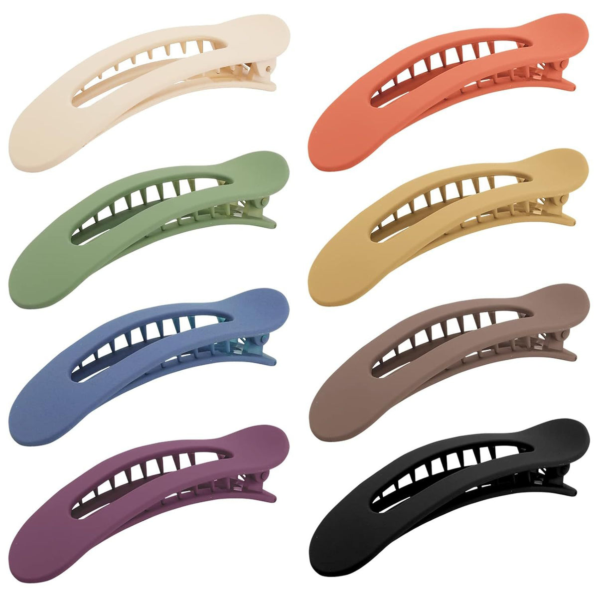 Slim Matte Oval Snap Hair Clip Set - Set08