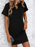 Chest Pocket Short Sleeve T Shirt Dress - Black