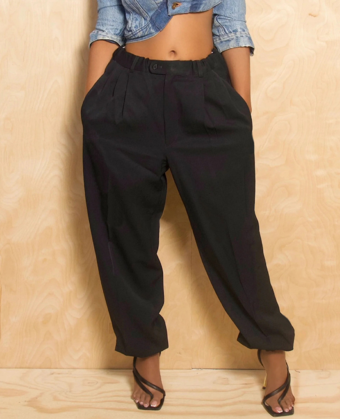 Slouchy Tapered Harem Trousers With Pockets - Black