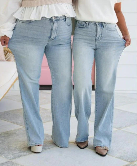 High Waist Light Wash Wide Leg Jeans - view 1
