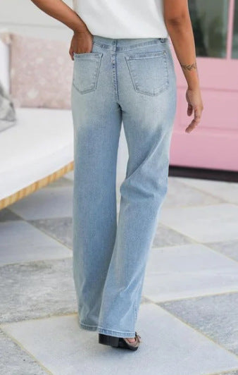 High Waist Light Wash Wide Leg Jeans - view 2