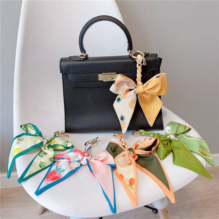 Fruit Print Scarf Bow Bag Charm