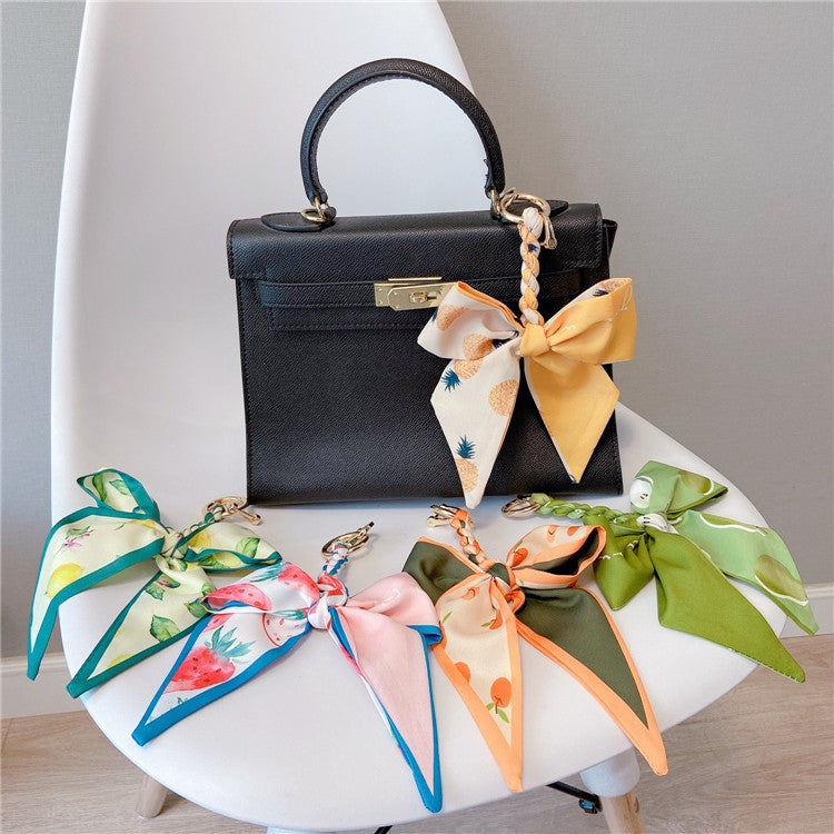 Fruit Print Scarf Bow Bag Charm - view 1