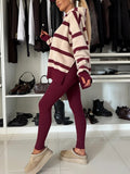 Oversized Hoodie and Legging Two Piece Set - Stripe_A