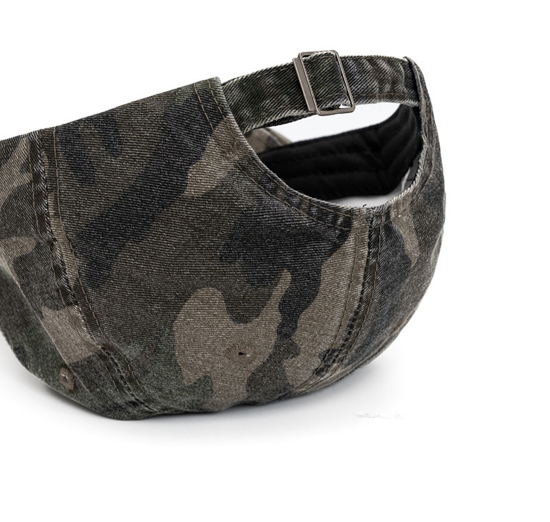 Distressed Camo Curved Brim Baseball Cap - DGreen - 2