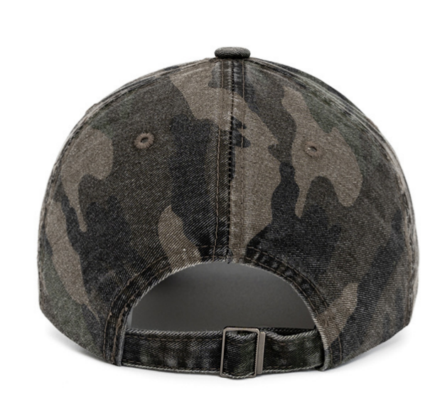 Distressed Camo Curved Brim Baseball Cap - DGreen - 6