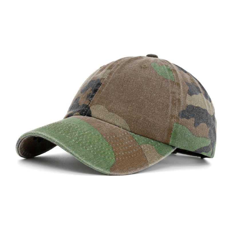 Distressed Camo Curved Brim Baseball Cap - Green