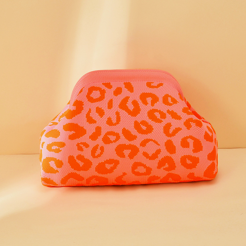 Leopard Knit Cloud Clutch Purse - OPink