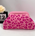 Leopard Knit Cloud Clutch Purse - Rose