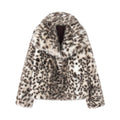 Fluffy Faux Fur Wide Collar Vintage Coat - Leopard