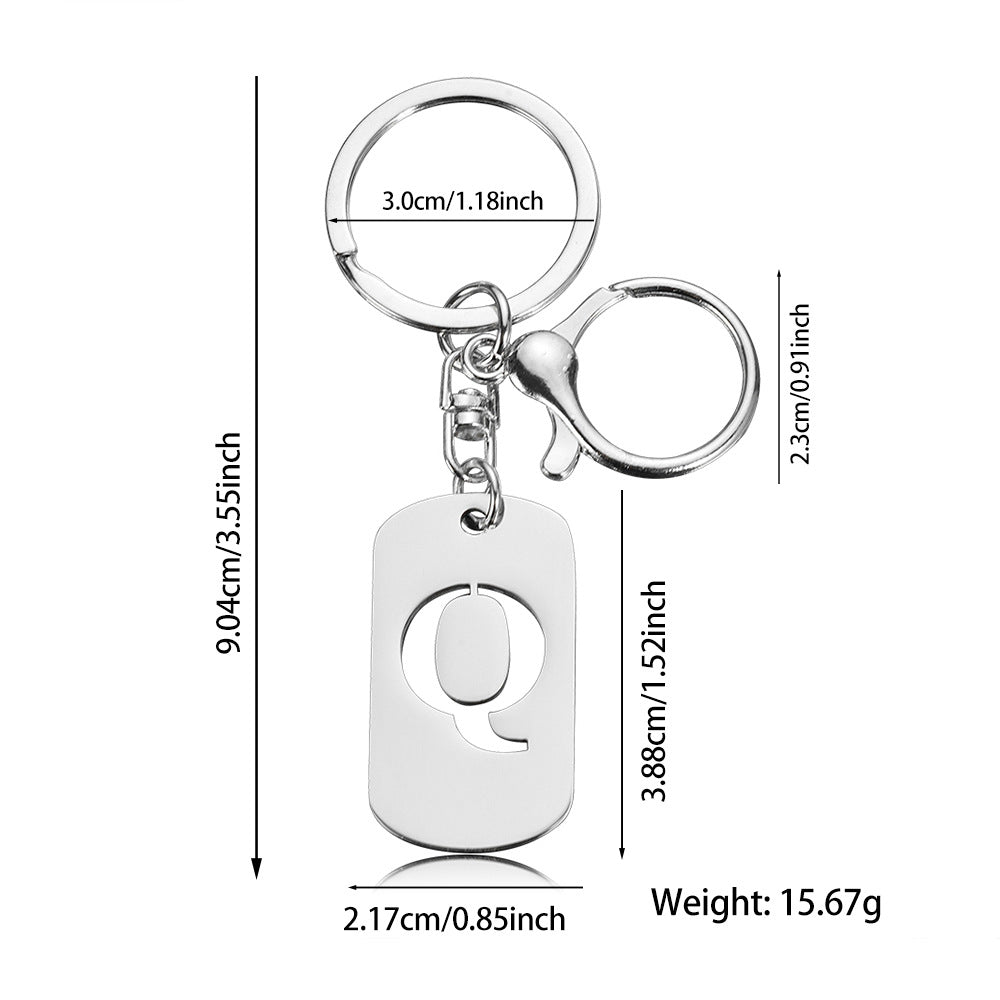 Cut Out Initial Letter Tag Keychain - Fashion01