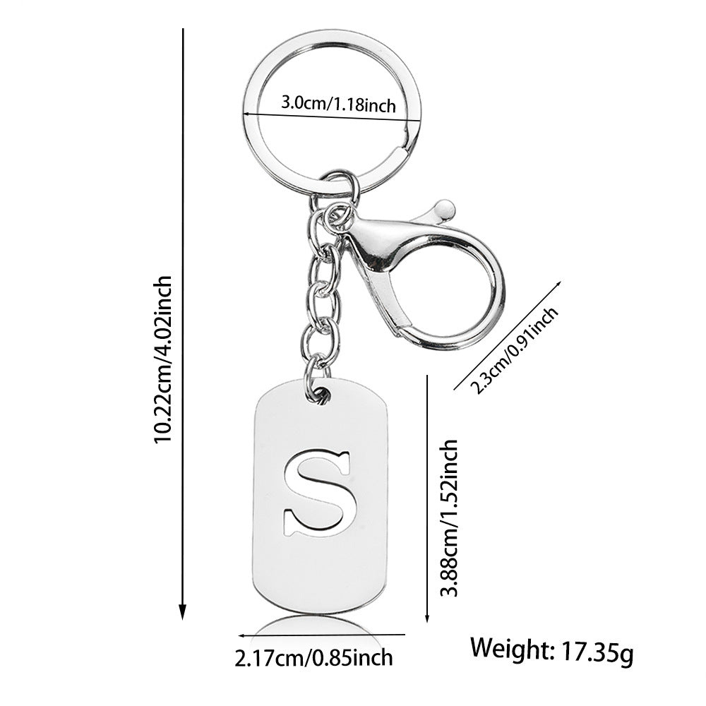 Cut Out Initial Letter Tag Keychain - Fashion02