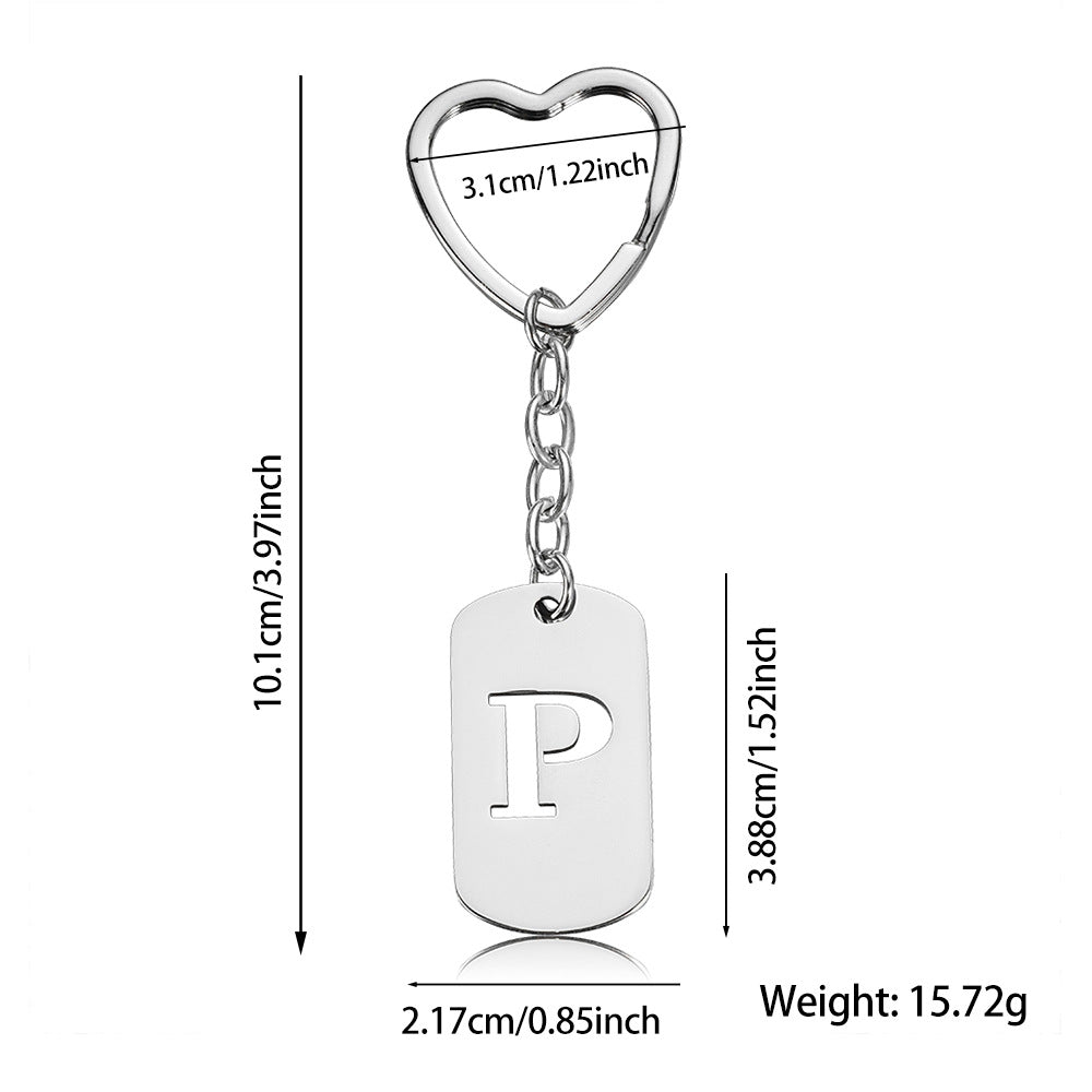 Cut Out Initial Letter Tag Keychain - Love01