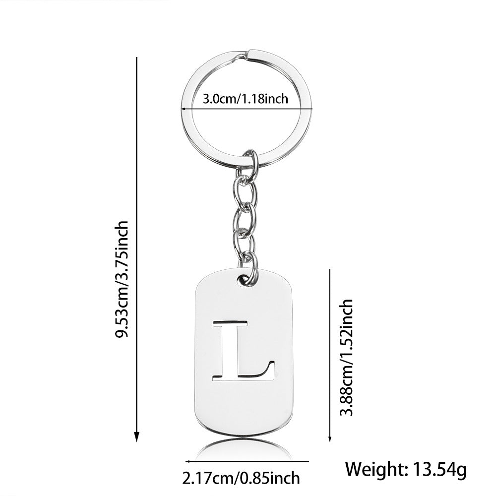 Cut Out Initial Letter Tag Keychain - Round02