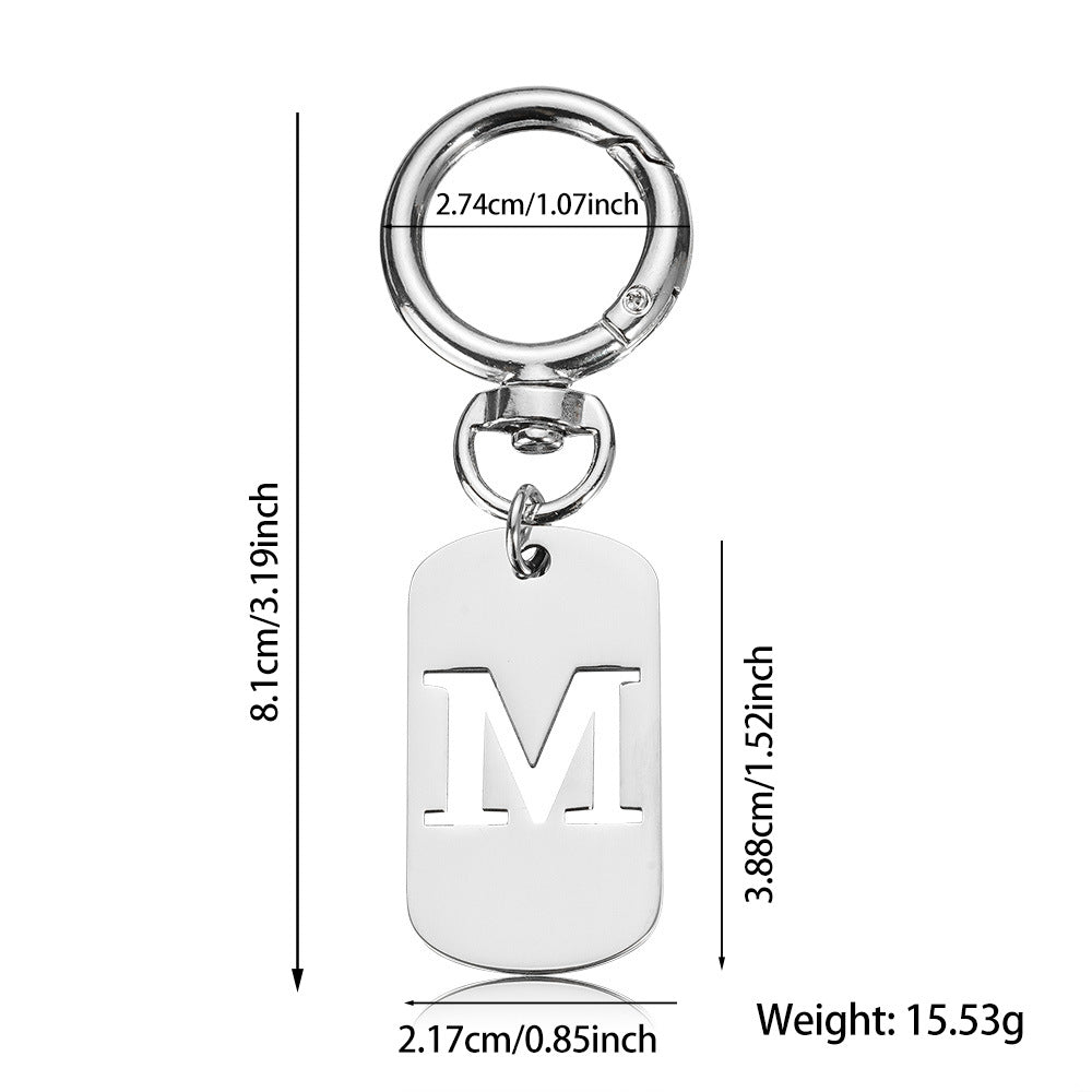 Cut Out Initial Letter Tag Keychain - Round03