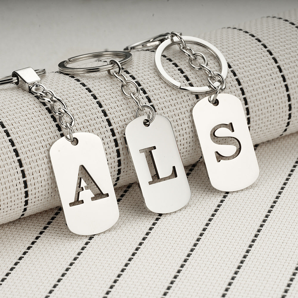 Cut Out Initial Letter Tag Keychain