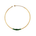 Green Stone Snake Chain Collar Necklace - Gold