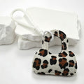 Leopard Purse Keychain Bag Charm With Knotted Loop - White