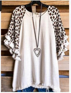 Ruffle Sleeve Fringe Hem Western Tee - White