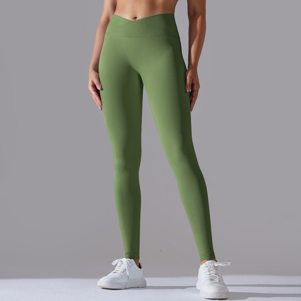 Crossover High Waist Seamless Scrunch Yoga Leggings
