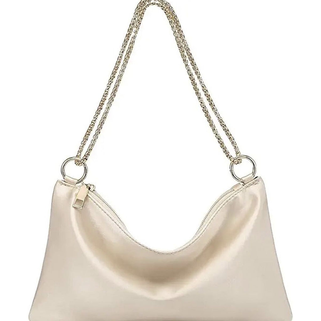 Satin Evening Shoulder Bag With Chain Strap