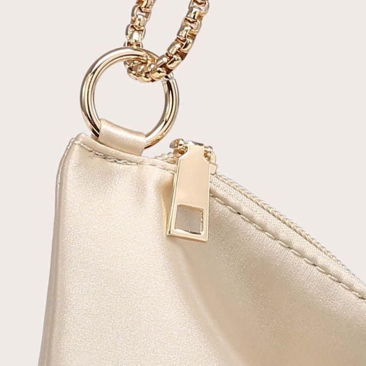 Satin Evening Shoulder Bag With Chain Strap