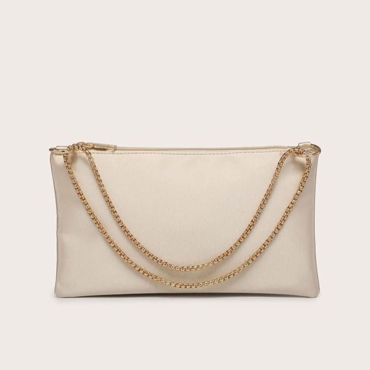 Satin Evening Shoulder Bag With Chain Strap
