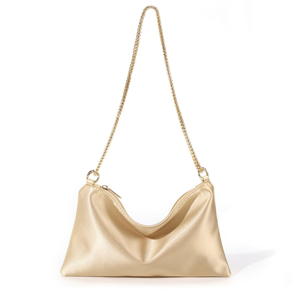 Satin Evening Shoulder Bag With Chain Strap