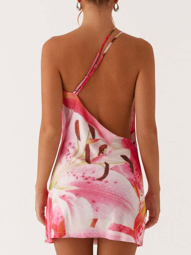 Draped Cowl Neck Backless Mini Dress - view 4