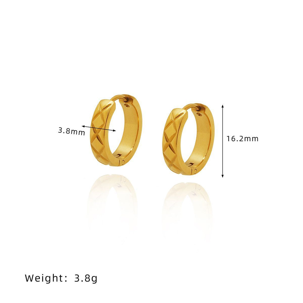 Quilted Texture Chunky Hoop Earrings - Gold