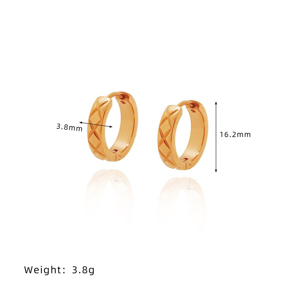 Quilted Texture Chunky Hoop Earrings - RoseGold - 1