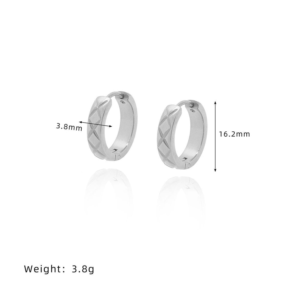 Quilted Texture Chunky Hoop Earrings - Silvery