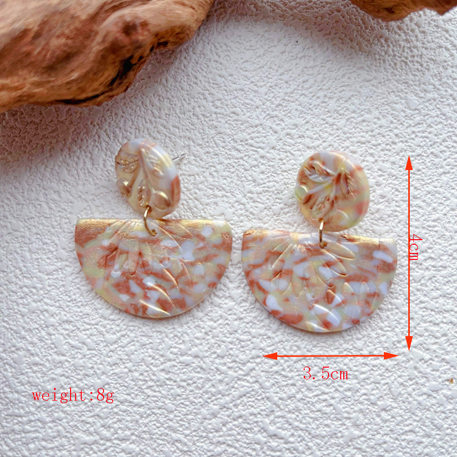 Terrazzo Clay Geometric Statement Drop Earrings - B