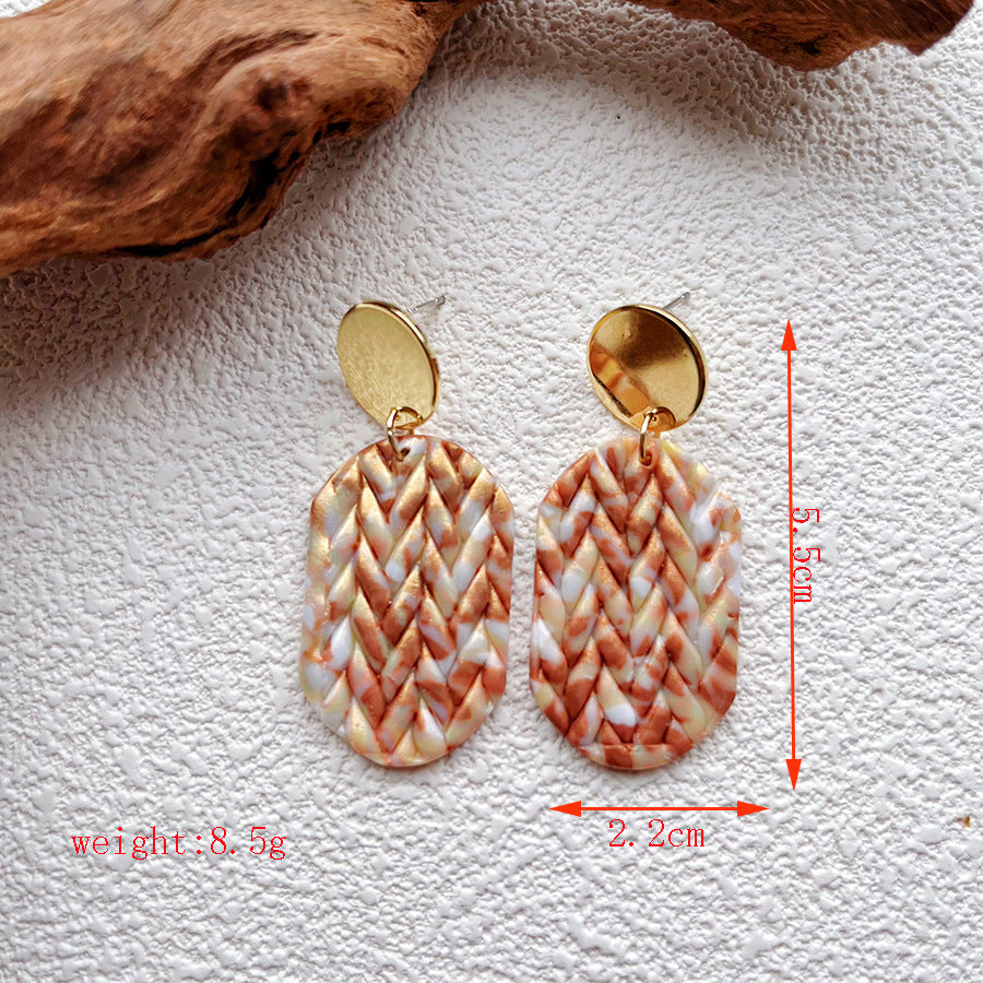 Terrazzo Clay Geometric Statement Drop Earrings - C