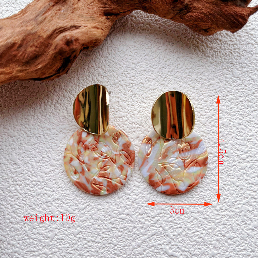 Terrazzo Clay Geometric Statement Drop Earrings - D