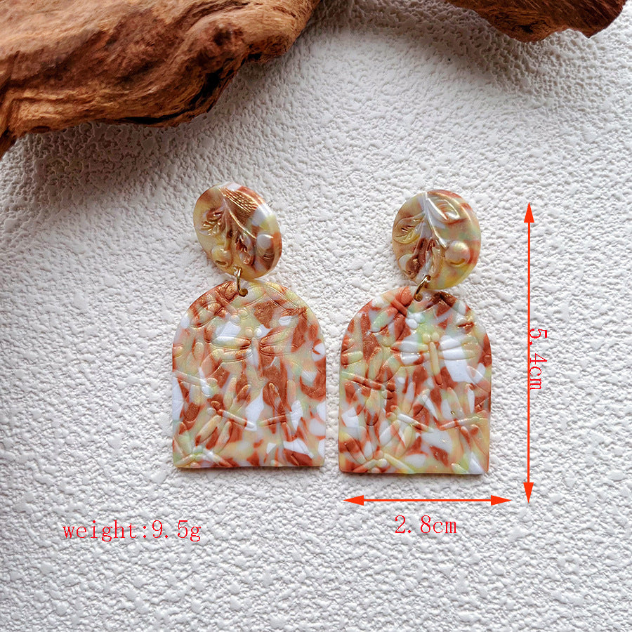 Terrazzo Clay Geometric Statement Drop Earrings - F
